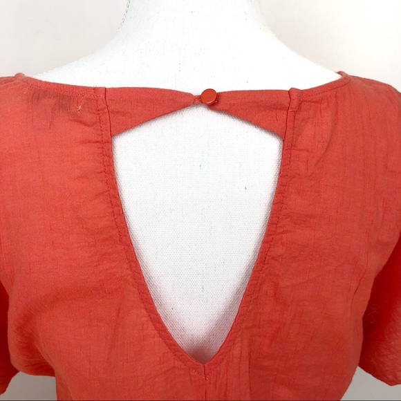 Jun & Ivy Red Pink Floral Embroidered Eyelet Shirt - Picture 6 of 7